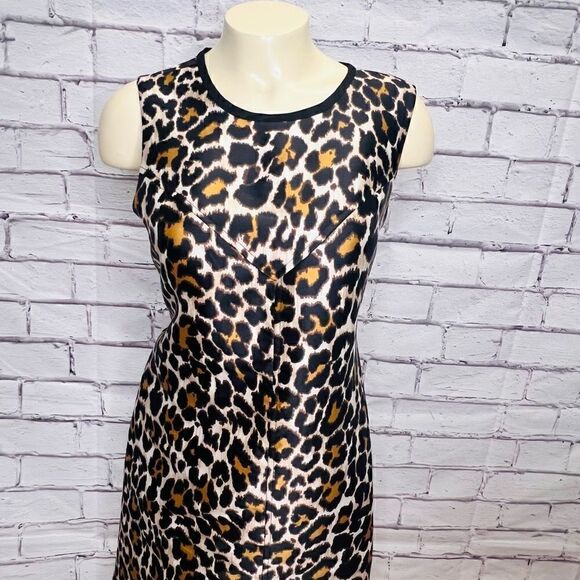 J. Crew Womens Multicolor Lined Sleeveless Leopard Print Shift Dress Size 4 - Picture 2 of 8